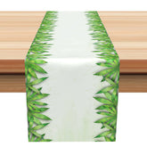 Lofaris Green White Marijuana Leaves Simple Table Runner